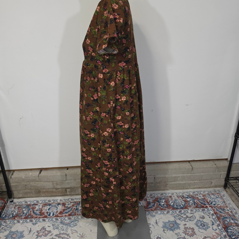 Natural Life Avery Corduroy Midi Dress Womens M Brown Floral Pockets fall - Picture 11 of 13